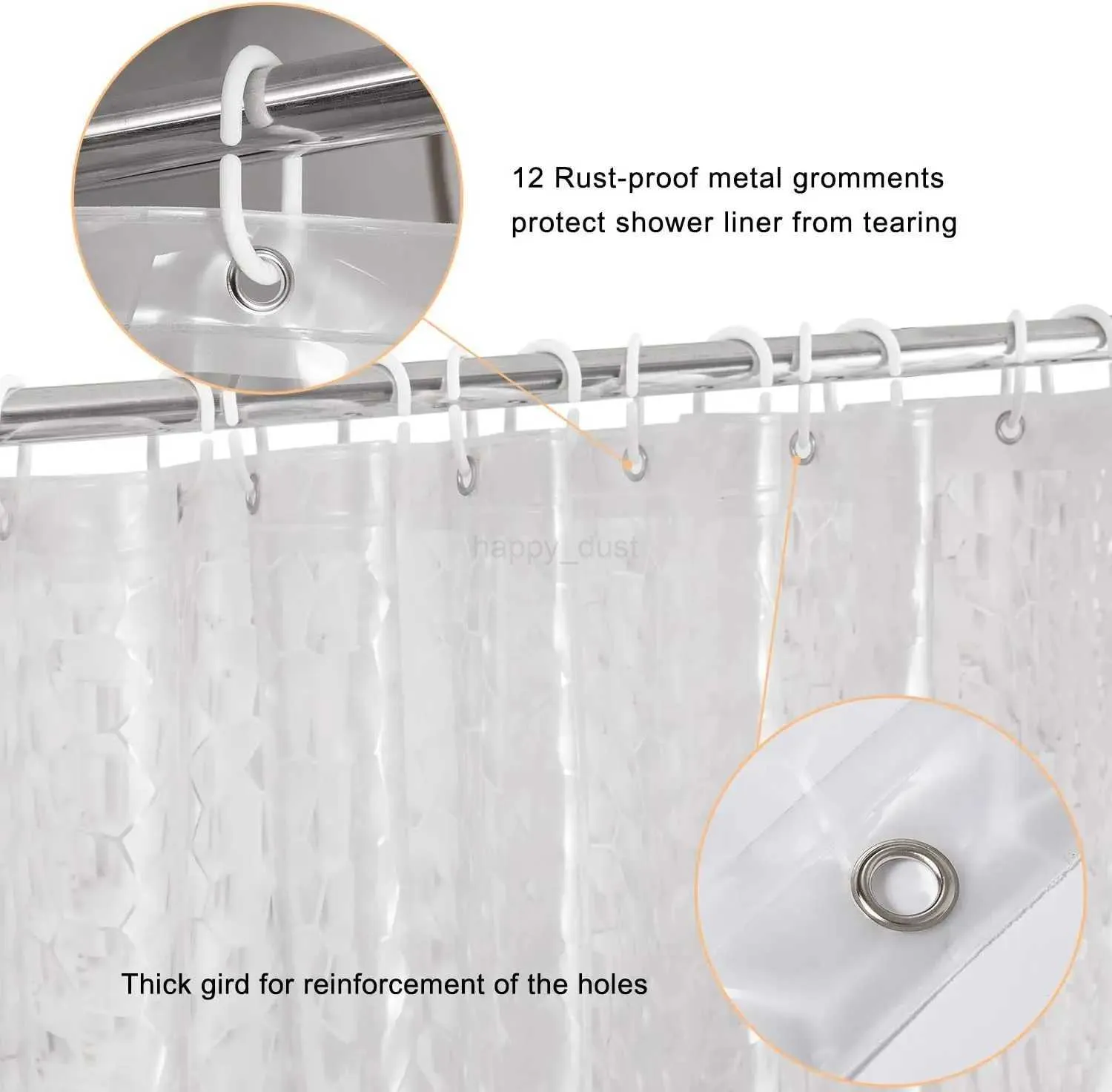 Waterproof Shower Curtain Set - Polyester Fabric 71x78.7 Inches, Opaque, Includes 12 Hooks, Grey