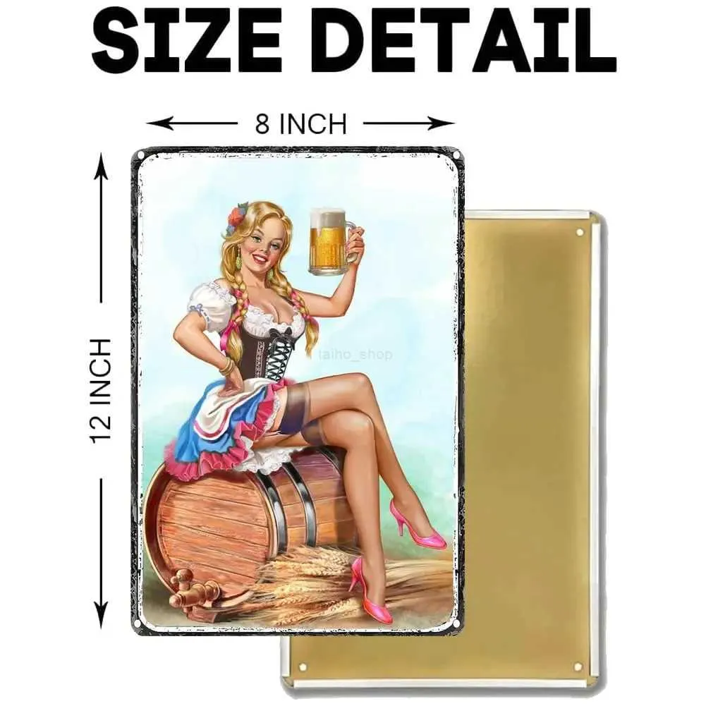 Swono Blechschild Pinup Girl 'Smile' – Vintage Wanddekoration Für Bar, Küche, Café (30,5x20,3 Cm)