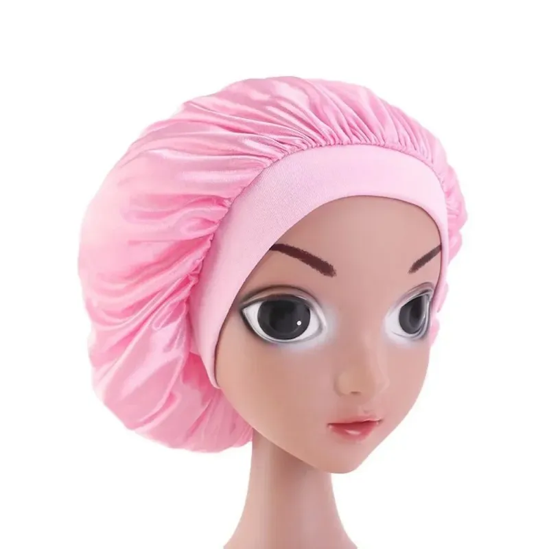 DHgate.com:2024 Kids Solid Color Satin Sleep Cap - Gentle Elastic ...