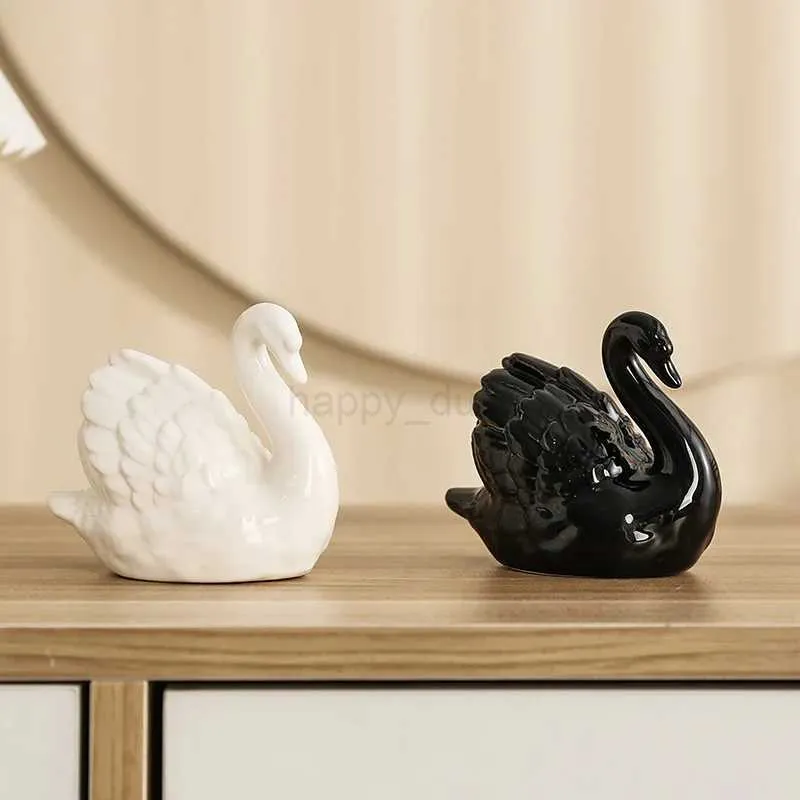 Ceramic Swan Figurines for Home and Garden Decor: Mini
