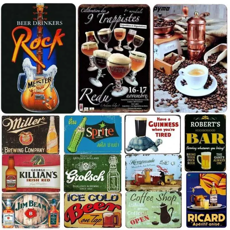 Vintage Beer Metal Tin Sign - Retro Bar Decor, Metal Wall Art Poster ...