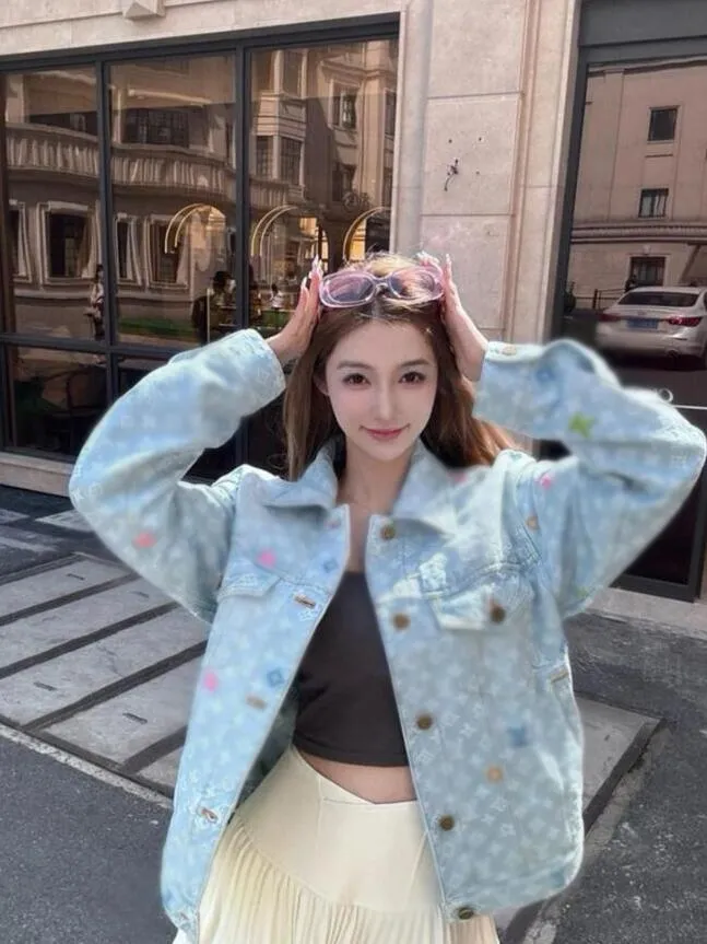 Designer Denim Jackets: Blue Jacquard Coats with Embroidered