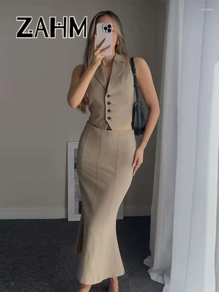 Women's Summer Vest & Long Skirt Set - Fashionable Work Dress Outfit, Slim  Lapel Waistcoat, Streetwear Style from Dhgate Work Dresses - price 22.97