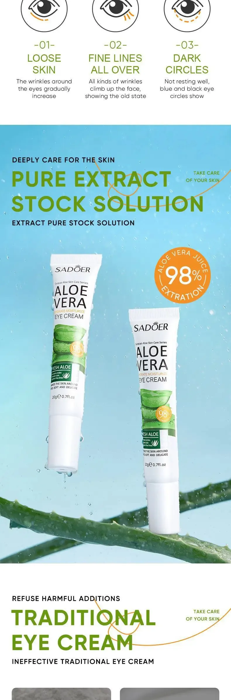 Aloe Vera Eye Cream for Dark Circles and Eye Bags Moisturizing Firming Skin  Care 1 Unit from Dhgate Eye Care - price 37.68