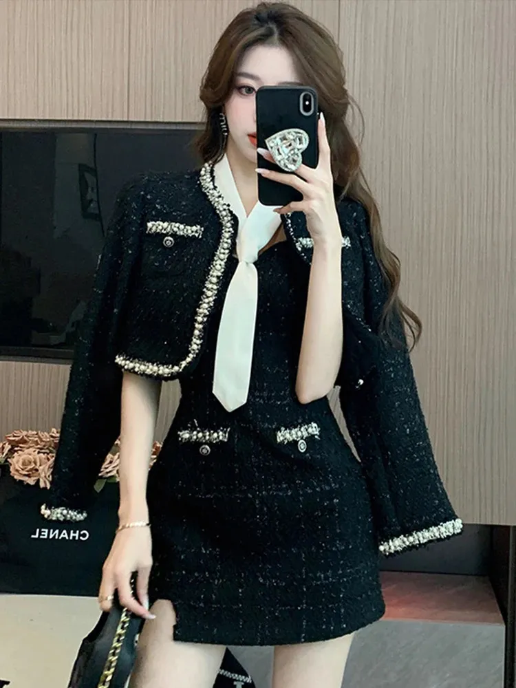 Fashion Ladies Vintage Black Tweed Outfits... From Pong01, $37.08 