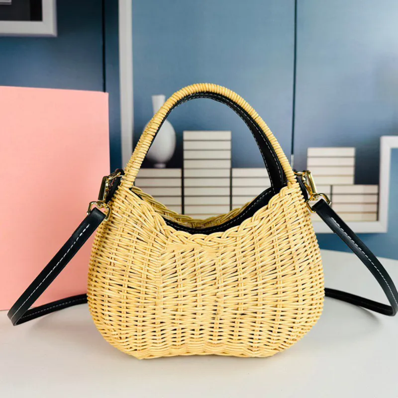 Sac à Main Tissé Fait à La Main Pour Femme, Sac Fourre-tout En Cuir Végétalien Avec Sacs à Main, Sac à Bandoulière De Voyage, Sac à Main Sous Les Bras, Beige, Taille
