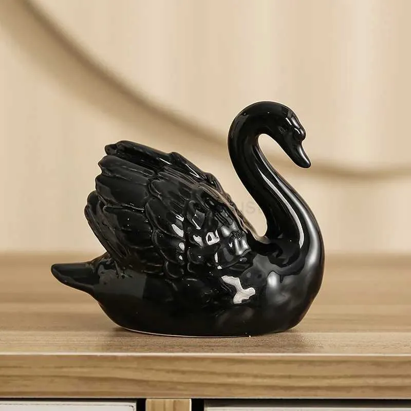 Ceramic Swan Figurines for Home and Garden Decor: Mini