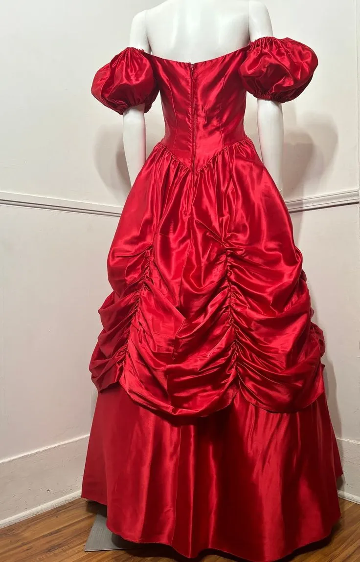 Vintage Red Satin Ball Gn with Red Sves Vintage Red Satin Ball Gn with Red Sves