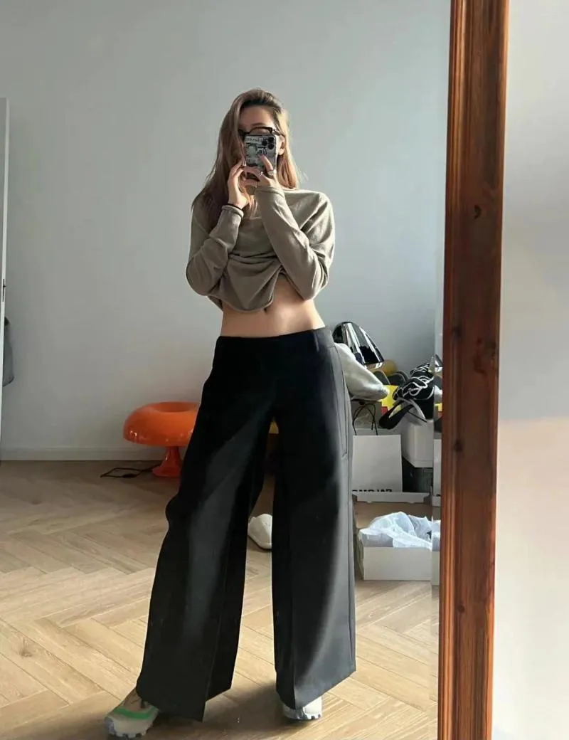 Fax Copy Express 久しい wide leg pants black Fax Copy Express 久しい wide leg pants black