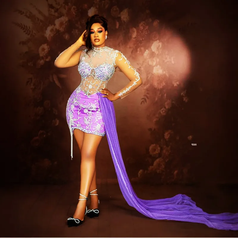 Elegant High Neck Appliques Mini Homecoming Dress Elegant High Neck Appliques Mini Homecoming Dress