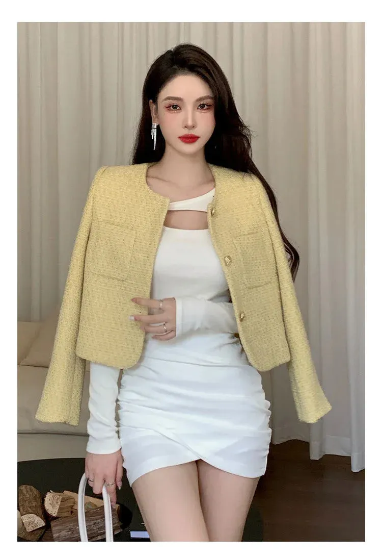 French Chic Tweed Jacket: Shop Now! Women's Short Wool Coat