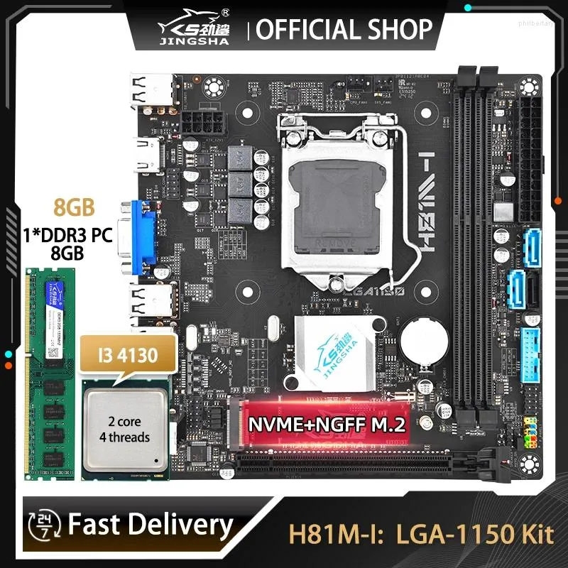 Motherboards Desktop Computer H81 LGA1150 Motherboard Intel Core Dual I3-4130 CPU 3.5GHZ 8GB DDR3 1600 RAM VGA M.2 Kit