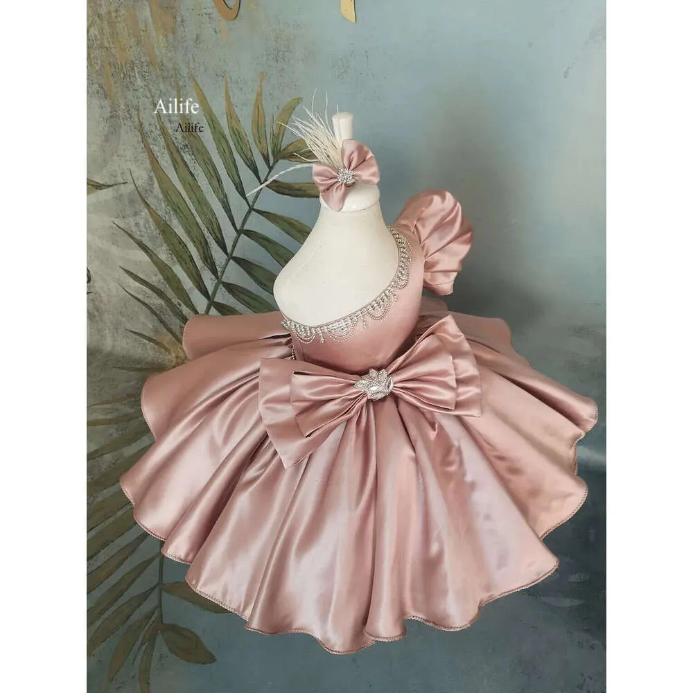 Knee Length Wedding Dress Rose Gold Satin Flower Girl... From Myohmydress, $85.01 | DHgate.Com Knee Length Wedding Dress Rose Gold Satin Flower Girl... From Myohmydress, $85.01 | DHgate.Com