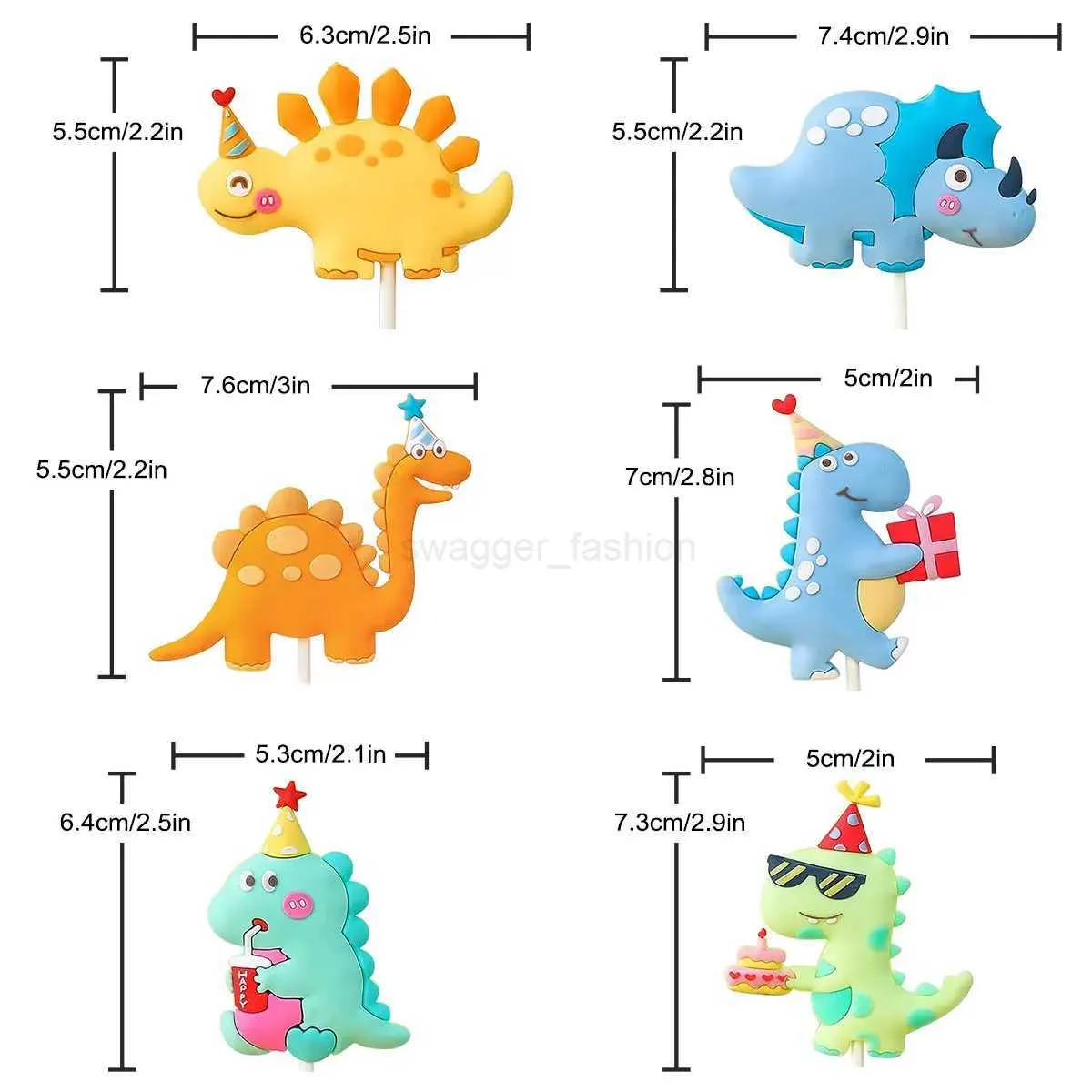 LaVenty Dinosaurier Cake Topper Set – 5 Dinos, Blätter & Palmen Für Geburtstagstorte