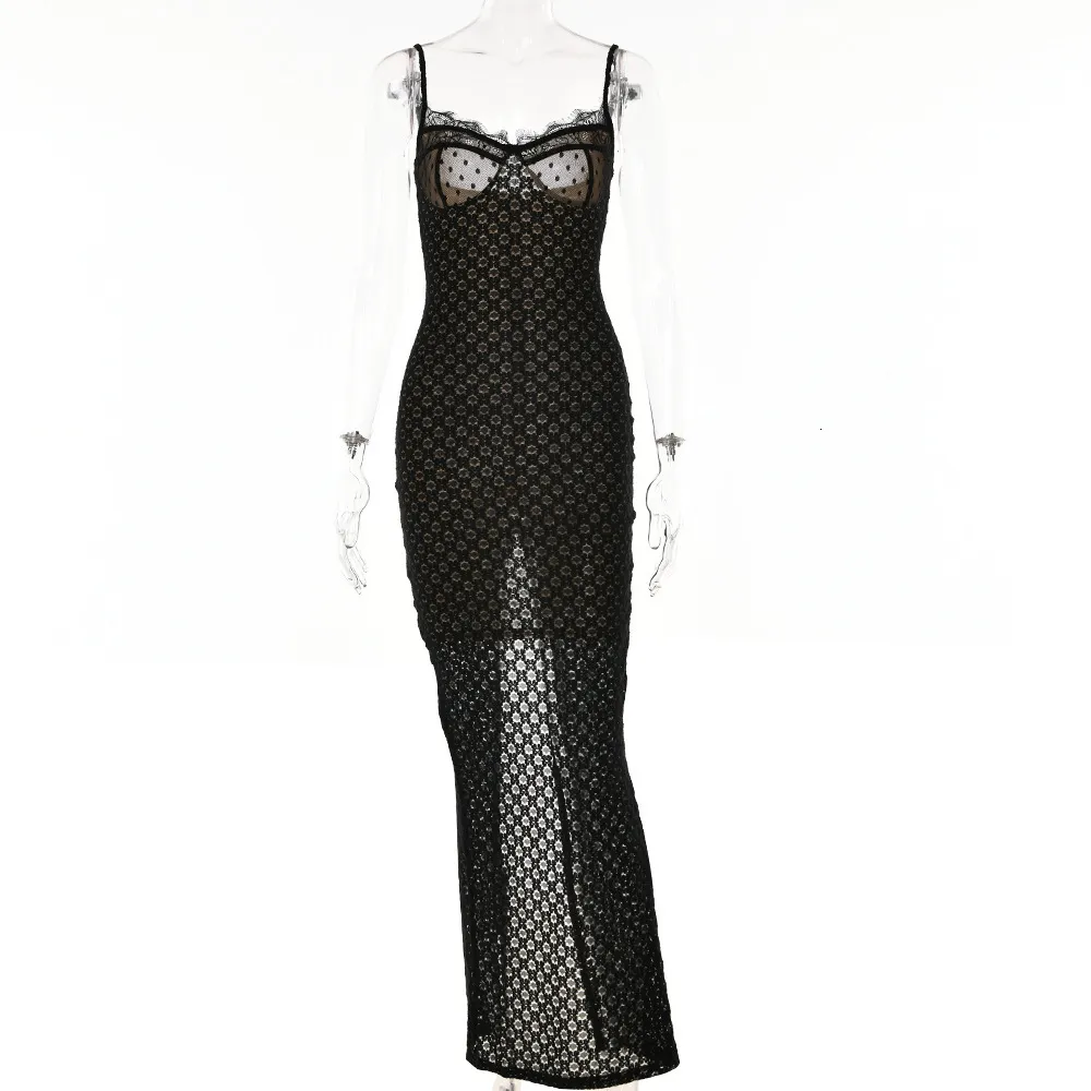 Black Polka Dot Lace Bodycon Dress With Open Back & High Slit  Empire  Waist Evening Gown For Women From Ddmymarket, $11.96 | DHgate.Com