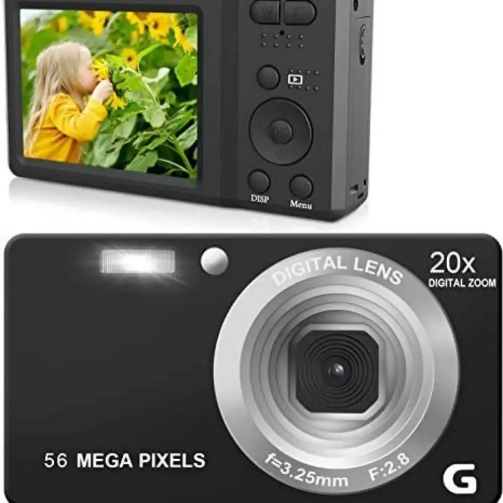 56MP Digital Camera With 4K Video & 20x Zoom - Compact Travel Camera With 2.7" Screen