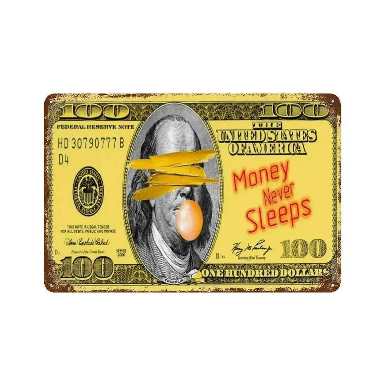 Vintage American Dollar Metal Sign - Retro Wall Art Decor for Man Cave ...