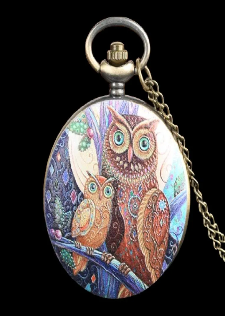 Exquisite Lovely Owl Design Pocket Watch, Vine Quartz Analog Necklace ...