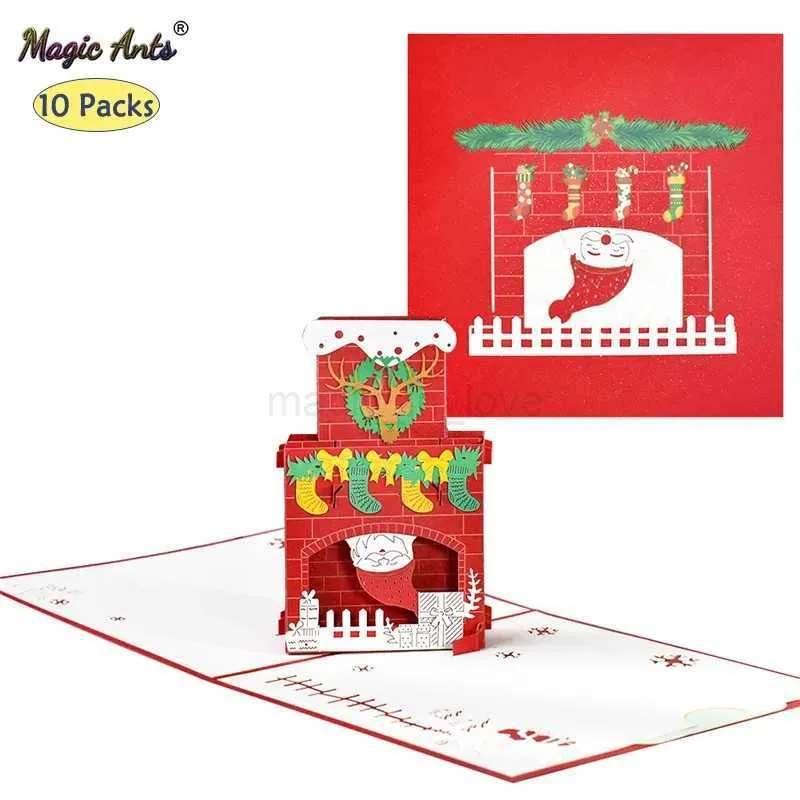 10 Pack 3D Christmas Cards Pop Up Fireplace Holiday... From Madly_in ...