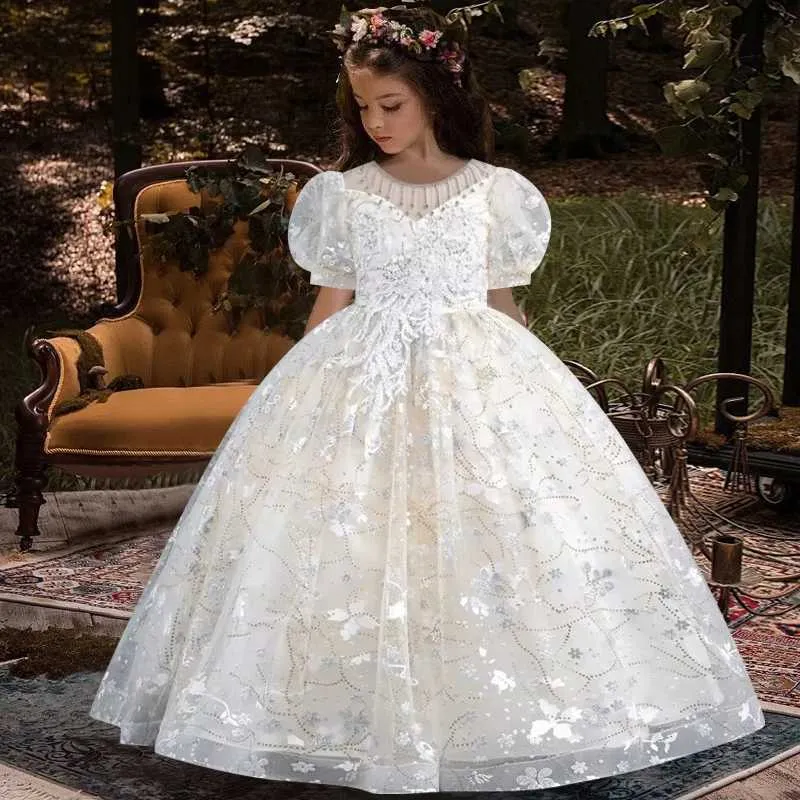 Girls Sequin Princess Dress: Embroidered Party Gown, Ages 4-12, High-End  Hollowed Out Puffy Skirt - Perfect for Halloween, Banquets & Evenings