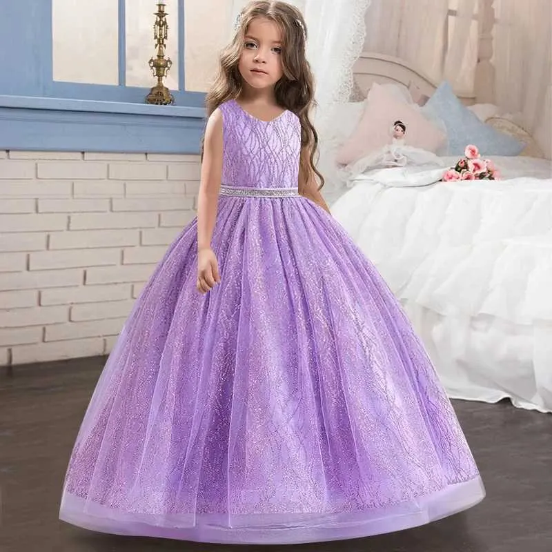 Girls' Sequin Princess Dress Elegant Sleeveless Mesh Gown, Ages 5-14,  Perfect for Parties, Halloween Stage Performances! Hot Sale!