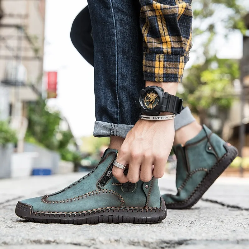 Handmade Leather Mens Ankle Boots Classic Fashion Western  display picture 3