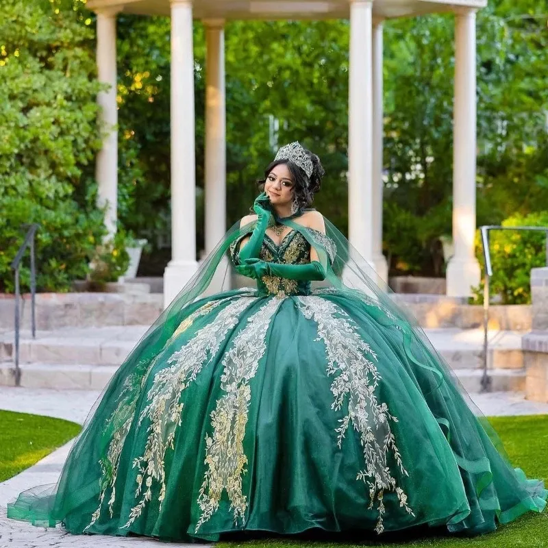 Green Lace-up Corset Floor-Length Ball Gown Quinceanera Dress with Crystal  Beads and Lace Appliqu from Dhgate Quinceanera Dresses - price 310.68