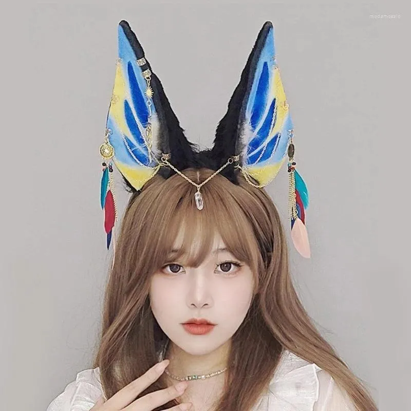 Anime Cosplay Headband Vintage Tassel Headdress, Plush Ears, Kawaii  Lolita Hair Accessories for Party Costume, Girls Women