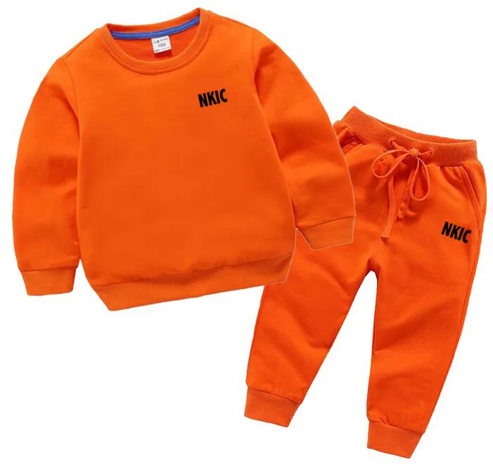 Kids Tracksuit 2Pcs Set 100 Cotton Sweatshirts Pants Casual Outfit for Boys Girls Spring Autumn 2024 Black