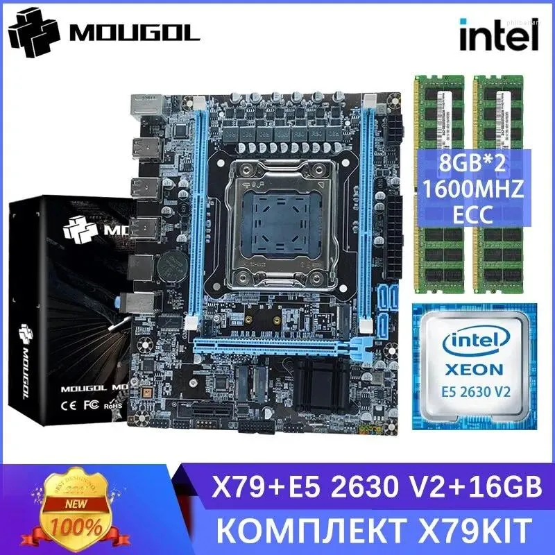 Motherboards MOUGOL X79 Motherboard With Intel Xeon E5 2630 V2 CPU Kit & Dual Channel DDR3 ECC RAM 1600MHz USB3.0 SATA2 Computer Combo