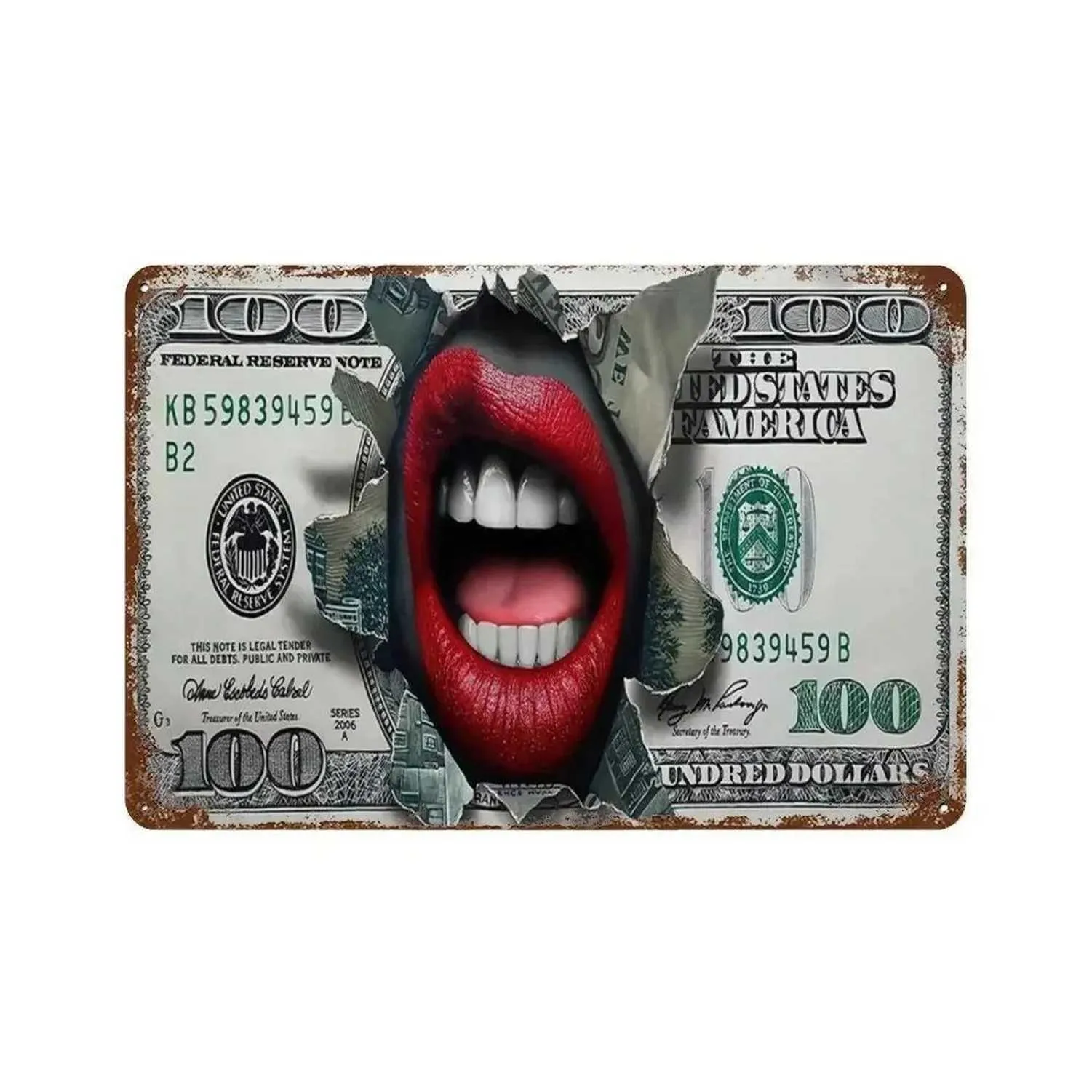 Vintage American Dollar Metal Sign - Retro Wall Art Decor for Man Cave ...