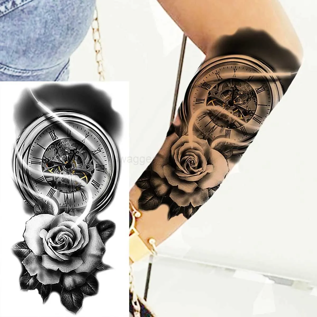 Tatuaggi Temporanei Con Croce Di Fiori Di Rosa Nera Adesivi Tatuaggi Finti  Impermeabili Donne Adulte Disegni Di Lupo, Leone, Vampiro, Bussola, Nave  Pirata Da 1,38 € | DHgate, image size:1200x1200