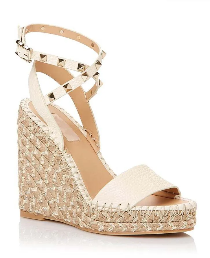 Save Big on Bulk Sandals With Wedge Heels Strappy Wedge Sandals Women's  Denim Espadrille Wedges With Spiked High Heels, Calfskin Leather Caged  Design,