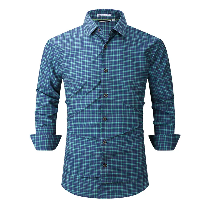 High Quality Mens Plaid Casual Shirt Slim Fit, Long Sleeve 