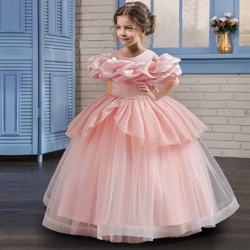 Girls pearl sequin princess dress with one-shoulder fluffy skirt for ages  4-10, winter wear, cowboy style from Dhgate Girl's Dresses - price 54.76