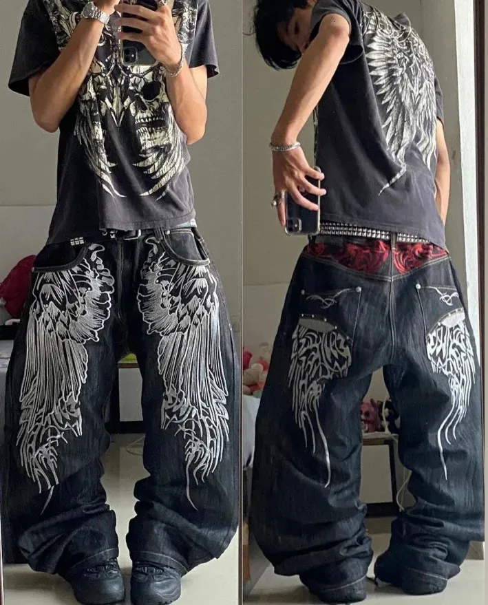 Versatile American Retro Harajuku Baggy Jeans Men With Y2K Versatile American Retro Harajuku Baggy Jeans Men With Y2K