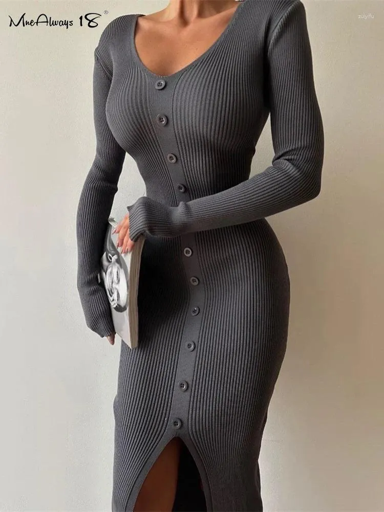Long Sleeve Knitted Dress Women Single-Breasted Viscose Mid-Calf Autumn  Winter from Dhgate Basic & Casual Dresses - price 47.25
