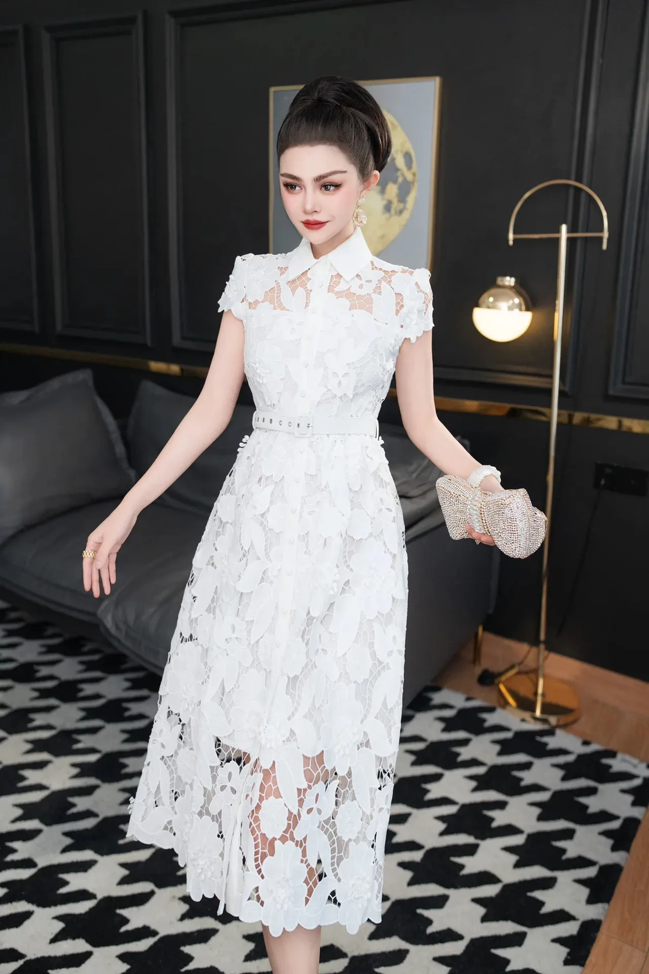 white lace holiday dress ZJYT for Women Summer Party Floor-Length Single Breasted Polyester from Dhgate Basic & Casual Dresses Online Store