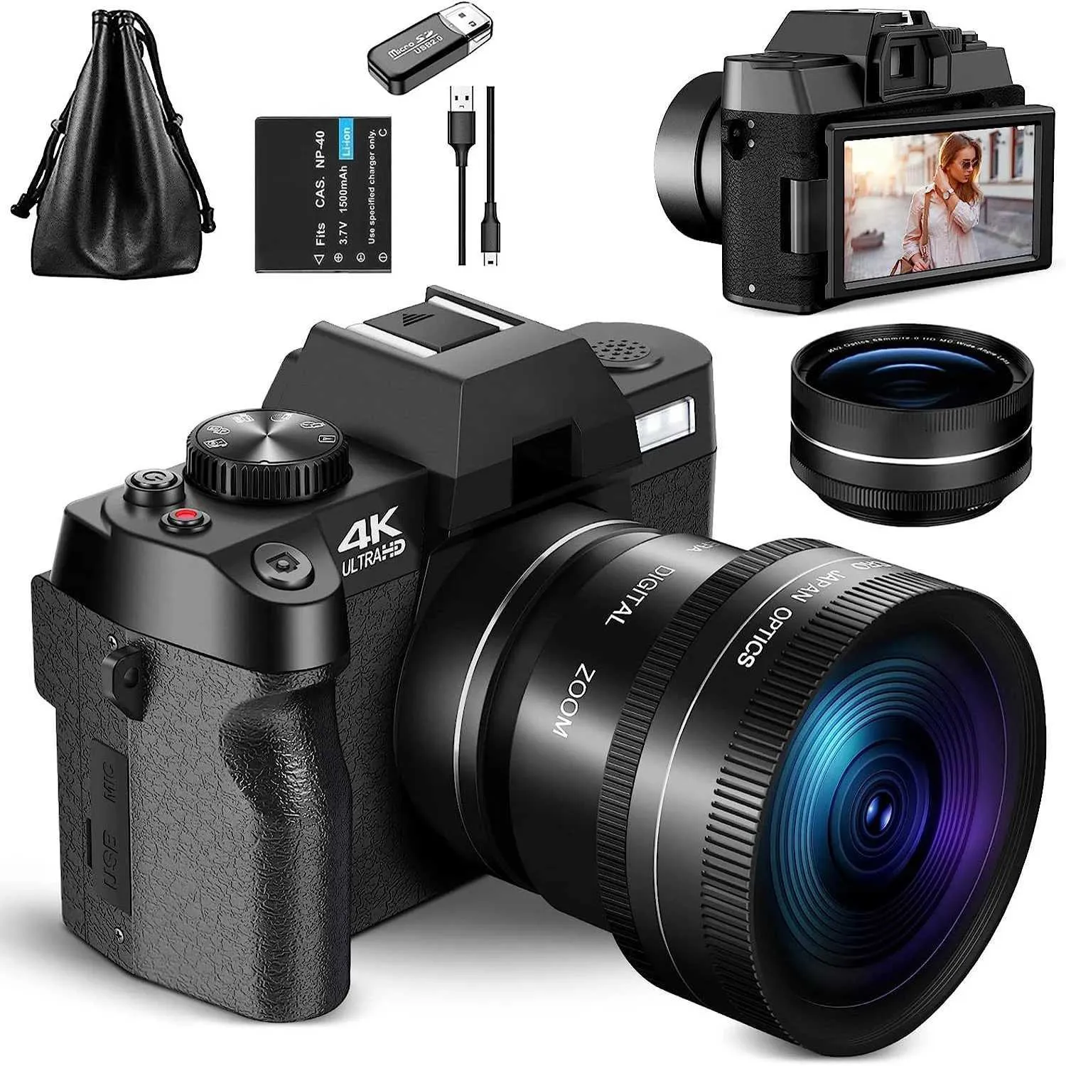 4K Digital Camera - Compact Vlog Camera, 48MP, 3 Flip Screen, Wireless ...