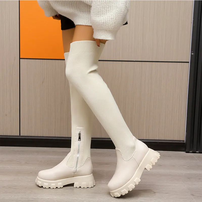 Platform Boots Outfit 6's White Knee High Boots White