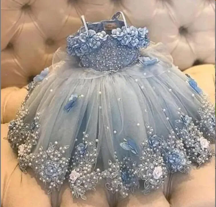 Sweet Wink Girls Spring Floral Tank Tutu Dress - Sky Blue