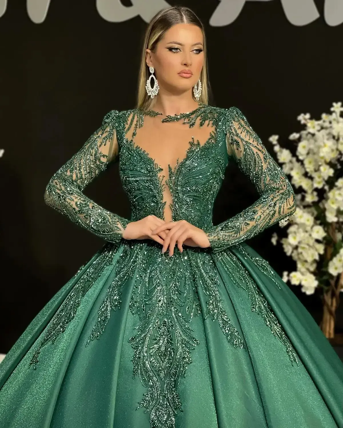 hunter green semi formal dresses Dark Green Long A-Line Prom Dress Hot Pink / 6 main image 0
