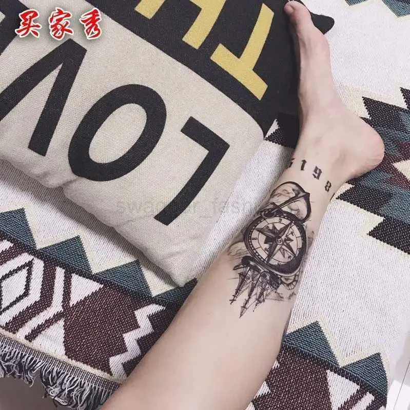 EROSPA® Temporäres Tattoo – Rose Kompass Anker, Wasserfest, 15x21 Cm