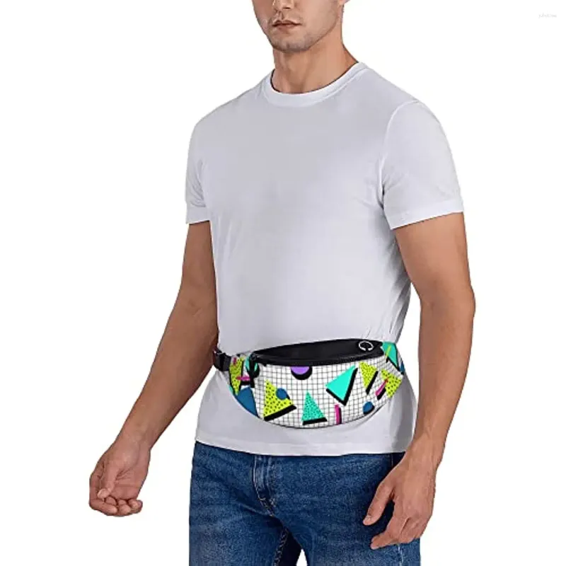 DHgate Retro Memphis Fanny Pack 80s 90s Style Adjustable Waist Bag for Travel Hiking Cycling Bags Luggage Accessories
