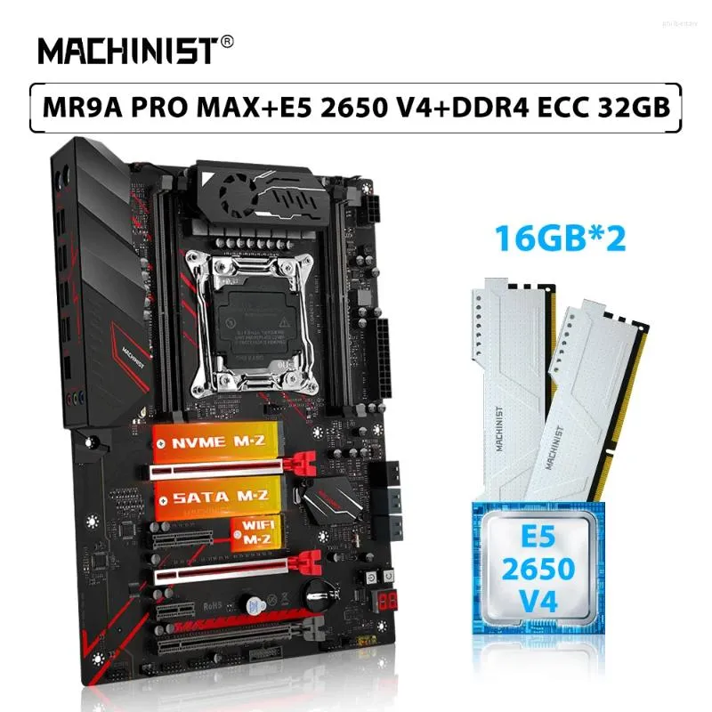 Motherboards MACHINIST X99 MR9A PRO MAX Motherboard Set LGA 2011-3 Kit Xeon E5 2650 V4 Processor CPU 32GB 2pcs 16GB ECC DDR4 RAM Memory NVME
