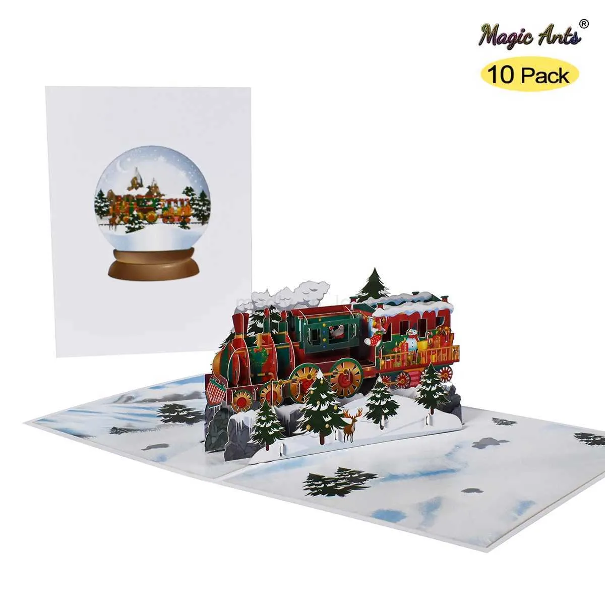 Containlol Christmas Train Up Card 3D Vintage Steam Train Greeting Card - View #11