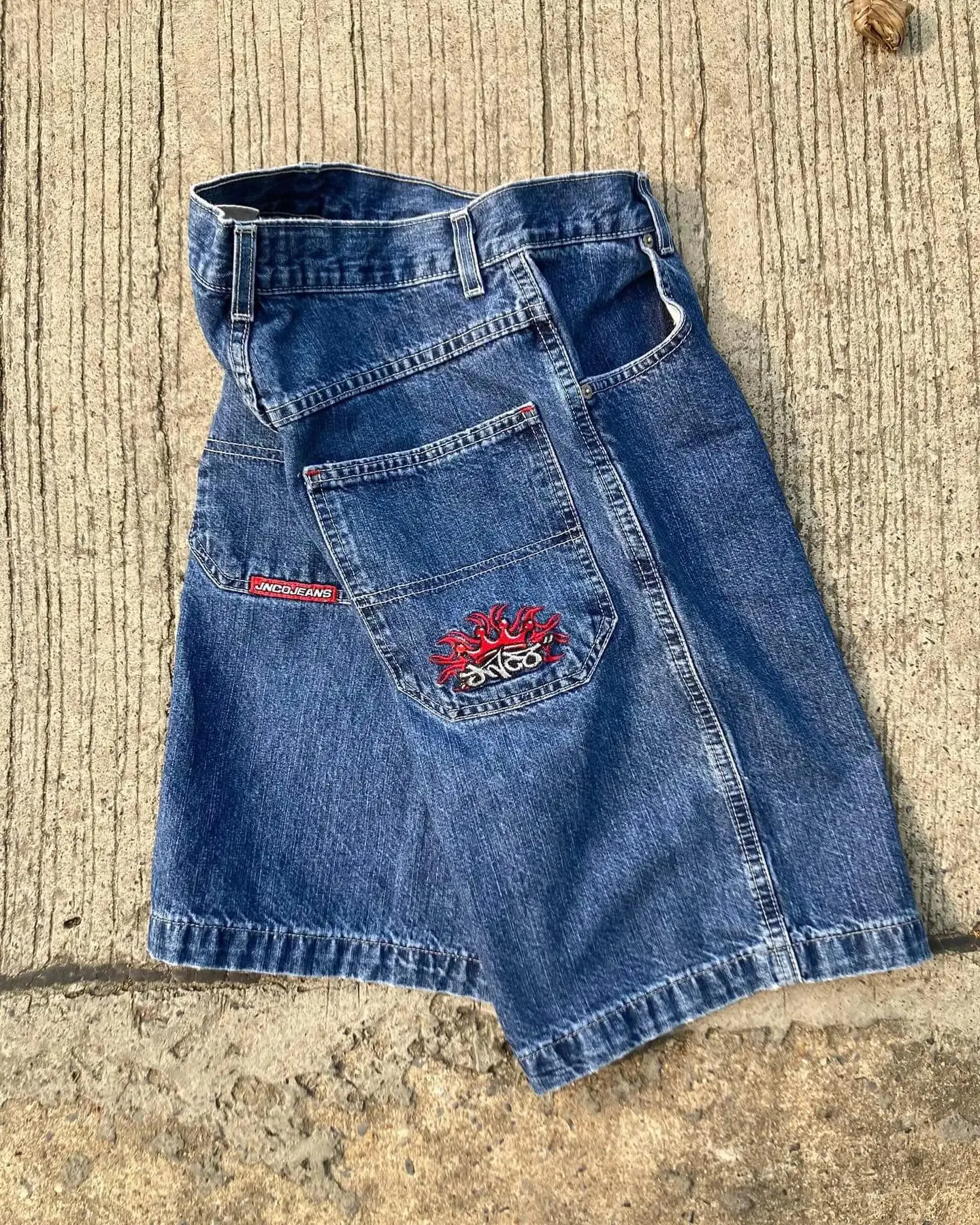 JNCO Harajuku Gothic Hip Hop Crown Embroidery Shorts Retro