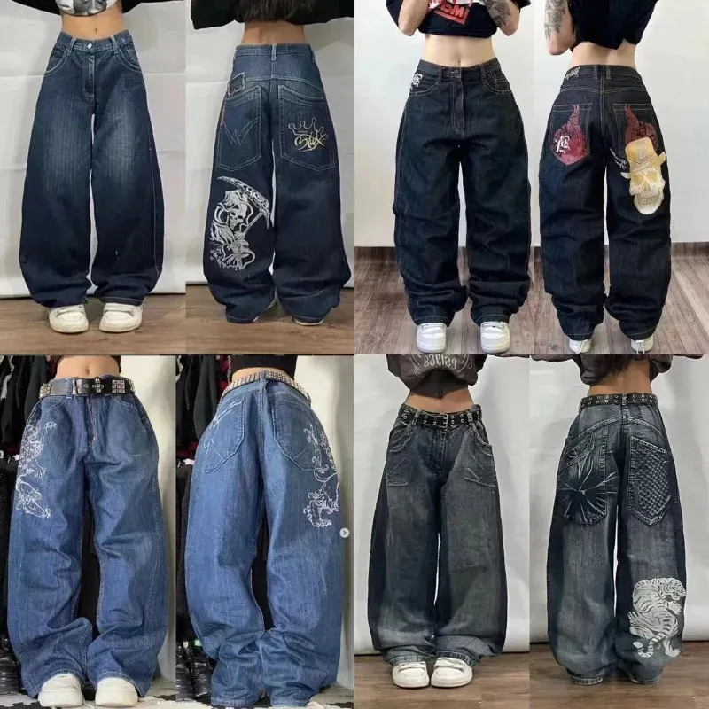 Y2K Gothic High Waisted Baggy baggy jeans with Skull Graphic Y2K Gothic High Waisted Baggy baggy jeans with Skull Graphic