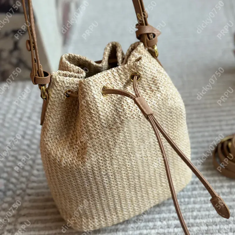 Handmade Woven Straw Bucket Bag - Crossbody Shoulder Bag, Eco-Friendly Tote For Beach, Weekend, Casual Use