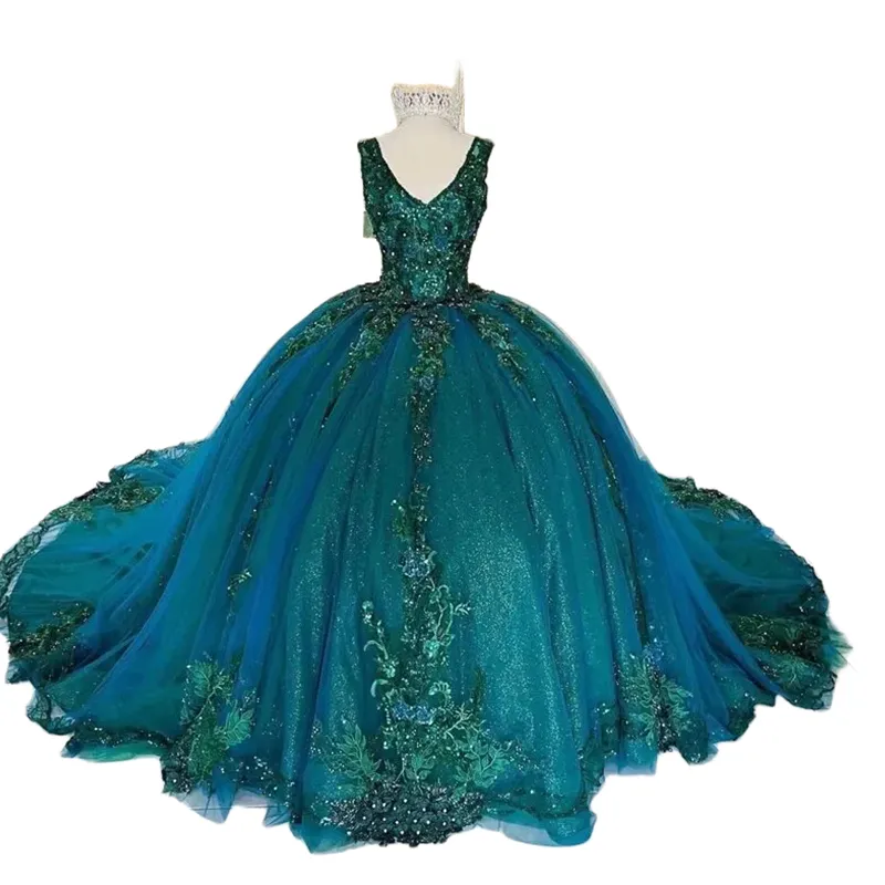Emerald Green Lace Quinceanera Dress: Elegant... From Dreamweddings,  $152.83 | DHgate.Com